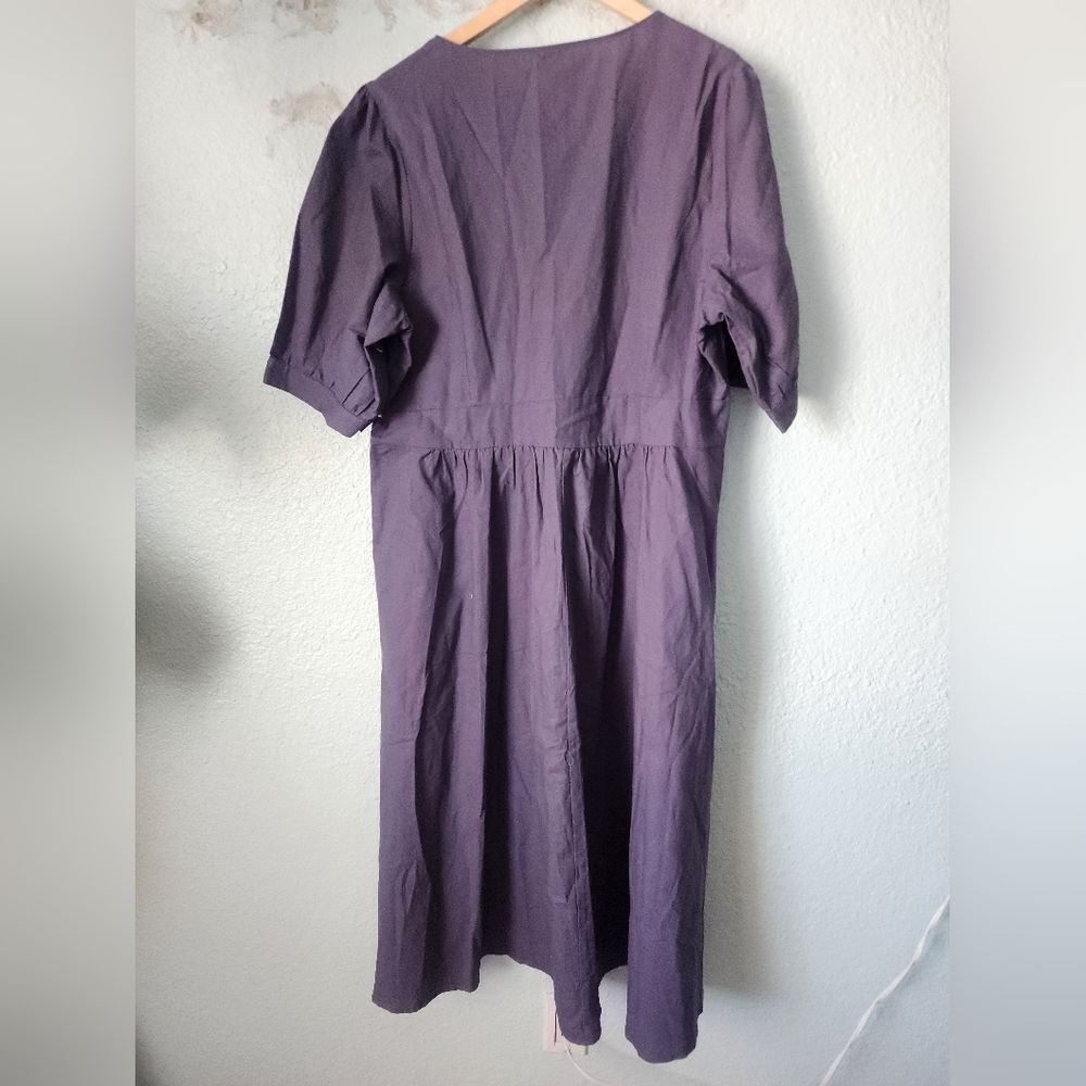 City Chic Sunset Stroll Dusty Lilac Midi Dress with Button Detail - Picture 7 of 16